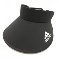 【美品】アディダス つば広サンバイザー 黒 ロゴ刺しゅう レディース OSFX(57-60cm) ゴルフウェア adidas