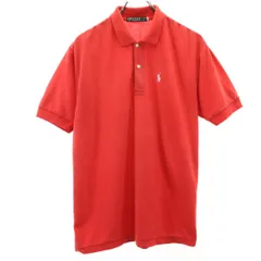 ポロバイラルフローレン 80s USA製 緑タグ ヴィンテージ  半袖 ハーフボタン ポロシャツ XL レッド Polo by Ralph Lauren メンズ 古着 【240317】