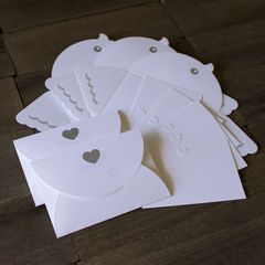 メッセージカード ミニサイズ 鳥型封筒付き【5枚セット】ホワイト 89×59mm