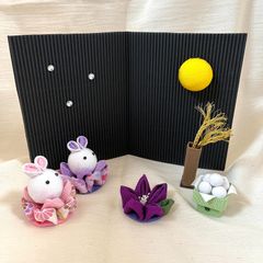 No.577 つまみ細工　お月見セット①  ハンドメイド