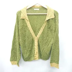 ◇ ⊇ ehka sopo エヘカソポ ニット 長袖 カーディガン サイズF グリーン系 レディース E  【1409240006718】