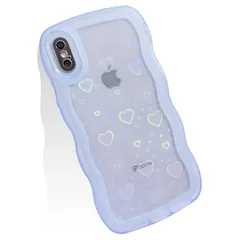 【新品】 YUYIB iPhone X iPhone XS 兼用 ケース クリア キラキラ かわいい ハート tpuソフトケース 薄型 傷防止背面 滑り止め 指紋防止 ストラップホール付き スマホケース アイホンX/XS カバー (クリア-ブルー, iPh 0