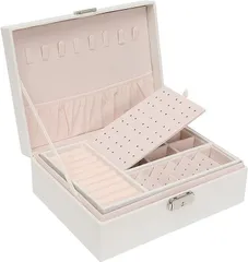 Teddys ジュエリーボックス 小物入れ ジュエリー収納ケース アクセサリーボックス 携帯用 持ち運び 宝石箱 女性( ホワイト)