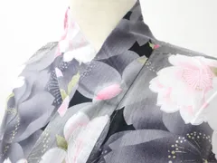 【京松】【着物】浴衣 昭和レトロ 花尽くし文 ラメ 身丈約164cm 裄丈約66.5cm r7z05-478