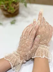 新品★ゴールド糸入りレースグローブ 25cm｜華やかパーティー・ウェディングにも！