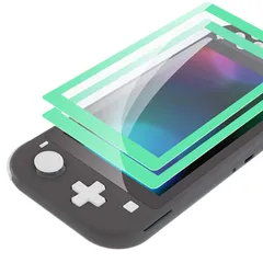 eXtremeRate Switch Liteに対応用ミントグリーンボーダー透明なHDクリアセーバー保護フィルム、Switch Liteに対応用強化ガラススクリーン保護フィルム［傷防止、指紋防止、飛散防止、バブルフリー］【ミントグリーン】