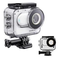 Insta360 Go3用 PC素材 防水ケース　アダプタ ネジ ３点セット 防水ハウジングケース 防水シェル ダイビング保護カバー 防水 防塵 保護ケース 耐水圧 水中でのHD撮影 水深60m 水中撮影用 密閉カバー スタンドフレーム クリア ハードケース