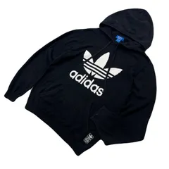 adidas ニットパーカー メンズ O ブラック 【 トレフォイルロゴ 】 黒 プルオーバー フーディー アディダス ●DE359