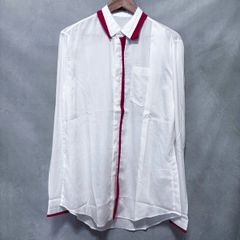 Y's yohji yamamoto ワイズ ヨウジヤマモト レーヨン リボン 襟カットオフ デザイン ポケット シャツ size.2 (M) ホワイト 美品
