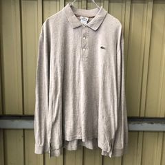 322 Lacoste 長袖 ポロシャツ ラコステ XL~ グレー ロゴ 春先 ビッグサイズ 古着卸 アメリカ仕入
