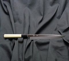 職人手作りの美しい中華包丁。波紋模様入り、両端に水牛角を使用した八角木柄 職人手作りの美しい中華包丁。波紋模様入り、両端に水牛角を使用した