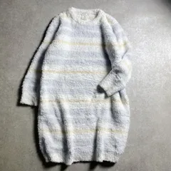 ★2021年製/ジェラートピケ/パウダリー ボーダー ワンピース /ルームウェア パジャマ 部屋着 /ブルー系/gelato pique