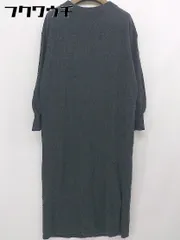 ◇ le coeur blanc ハイネック　スリット 長袖 膝下丈 ニット ワンピース サイズ38 ブラック　グレージュ レディース  【1108030006005】