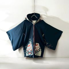 着物フーディ パーカー 帯 黒留袖 リメイク remake メンズ レディース 久喜倉庫店 NO.0011