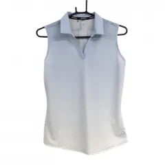 【超美品】アディダス ノースリーブスキッパーシャツ ライトブルー×ライトグレー  レディース L ゴルフウェア adidas