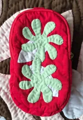 在庫一掃セール!!【正規品】ツインポーチ 　ガーデニア　赤　 ハワイアンキルト スマホポーチ