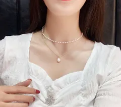 超人気 チョーカー ネックレス 鎖骨チェーン ショートネックレス パール パールネックレス 韓国 韓国ファッション アクセサリー シンプル 上品 チェーン チェーンネックレス ２連 ２連ネックレス