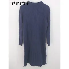 ◇ SENSE OF PLACE by URBAN RESEARCH リブ ハイネック 長袖 膝丈 ニットワンピース サイズFREE ネイビー レディース 【中古】 【1102240011620】