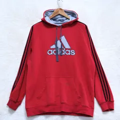 アディダス パーカー Lサイズ 赤×黒 ロゴ入り メンズXL /250730007