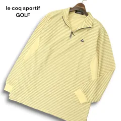 le coq sportif GOLF ルコック スポルティフ ゴルフ ロゴ★ 長袖 ボーダー ハーフジップ シャツ Sz.LL　メンズ 大きいサイズ
