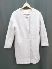 ◇ NATURAL BEAUTY BASIC ナチュラル ノーカラー ウール混 長袖 コート サイズM グレー系 レディース P  【1405090016655】