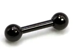 ボディピアス ストレートバーベル バーベル(ブラック)(14G)(内径6mm・ボール3mm)