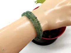 天然石 グリーンアベンチュリン(インド翡翠)形状記憶ブレスレット・アンクレット  　　250720296