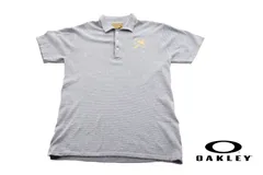 【中古】オークリー｜OAKLEY｜スカル刺繍半袖ニットボーダーポロシャツ｜メンズゴルフウェア｜XL