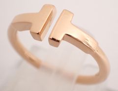 新品仕上げ済 TIFFANY&Co.(ティファニー) Tワイヤーリング K18PG(RG) 2.8g 6号 ローズゴールド ピンク 18金 Au750 レディース 指輪