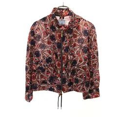 Paul+ Paul Smith ポールプラス ポールスミス 総柄 ショート丈 シアー ブルゾン 38 レッド ジャケット ロールアップ袖 レディース 古着のサムネイル