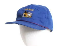 【お得なクーポン配布中!】 デッドストック 90s USA製 企業 ロゴ 刺繍 ベースボール キャップ フリーサイズ 帽子 90年代 オールド トラッカー ハット ワンポイント 青