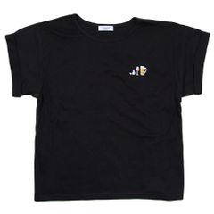 アルコールとわたし レディース カットソー フリー Tcollector お酒好き ビール ワイン 日本酒 女性 綿 100% 半袖 Tシャツ ブラック
