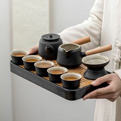 茶器セット ティーセット急須 収納袋 携帯用 ギフト コンパクト 保存袋付き 旅行用 茶器 茶皿 茶台 茶托 湯呑み カップ 家庭用 茶器揃 セット 贈り物 ティーポット 通勤 茶道具 茶盆MYZH48