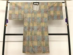 平和屋着物＃道行コート　籠目枝花文　ロング丈　正絹　逸品　CAAT5958id