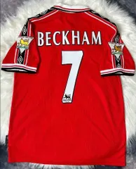 98/99 マンチェスター・レッドデビルのホームで半袖のサッカーユニフォーム 7番 BECKHAM