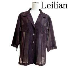 Leilian（レリアン）レディース　ブラウスジャケット　パープル　シアーブラウス　秋　13号