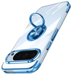 Google Pixel 9 / Google Pixel 9 Pro 用 ケース クリア リング付き ピクセル 9 / ピクセル 9 Pro カバー 透明 おしゃれ OURJOY スマホケース メッキ加工 ソフトケース 耐衝撃 軽量 薄型 ストラップホー 0
