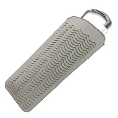 【在庫セール】耐熱シリコンマットポーチ、ヘアアイロン用レスモンヘアスタイリングツール、ストレートヘアアイロン、フラットアイロン、高さ28.5cm＆幅14cm、食品グレードのシリコン、グレー