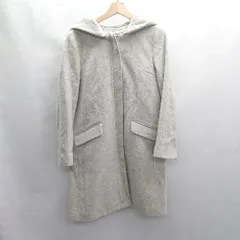 ◇ ⊇ NATURAL BEAUTY BASIC ウール混合 フード取り外し可能 長袖 コート サイズL グレー レディース E  【1503060018637】