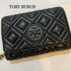 トリーバーチ　TORY BURCH　キルティングレザー　2つ折りウォレット　黒財布