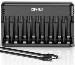 【数量限定】充電器、USB 充電池 Type-C入力 8スロット単三 単4 単4 充電器/充電式ニッケル水素電池 充電器/ニカド充電池に対応 同時充電 単3 LEDライト 単3 バッテリー 電池充電器 充電器 エネループ 充電器 Dlyfull 単3 充電池充