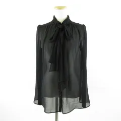 ルシェルブルー LE CIEL BLEU シアーシャツ ブラウス 長袖 黒 38 *A584