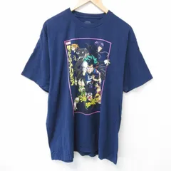 XL/古着 半袖 Tシャツ メンズ アニメ 僕のヒーローアカデミア コットン クルーネック 紺 ネイビー 25jun05 中古
