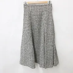 プロポーション ボディドレッシング PROPORTION BODY DRESSING スカート フレアースカート ロング 切替 マーメイド ツィード 黒 白 ブラック ホワイト M