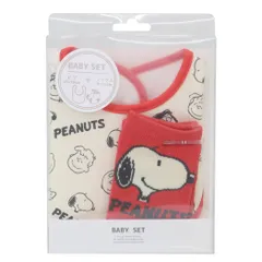【メール便】スヌーピー ベビー用品 ベビーセット ピーナッツ ギャング ピーナッツ スモールプラネット プレゼント ギフト スタイ＆赤ちゃん用靴下 出産祝い キャラクター グッズ 