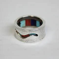 INDIAN JEWELRY / Navajo Ring インディアン ナバホ ナバホ族 リング アクセサリー シルバー 925  インレイワーク ターコイズ