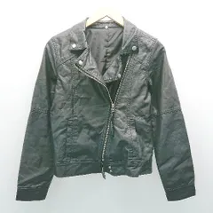 ◇ INGNI イング ジップアップ 裏地 シンプル オシャレ 長袖 レザージャケット サイズM ブラック系 レディース E  【1305020008760】