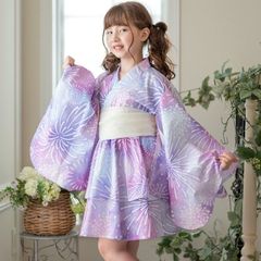 【水彩花火・白帯】着崩れしないワンピース浴衣ドレス キッズ TAK キャサリンコテージ