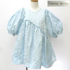 Simone Rocha パフスリーブ ブラウス UK6 ライトブルー フラワー 水色 美品 シモーネロシャ ◆送料込◆質屋-9749