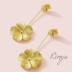 ゴールドフラワー　ロング ピアス　ブライダル ウェディング アクセサリー